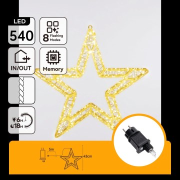 Aigostar - LED buiten kerstdecoratie 540xLED/6W/230V IP44 warm wit 45 cm ster