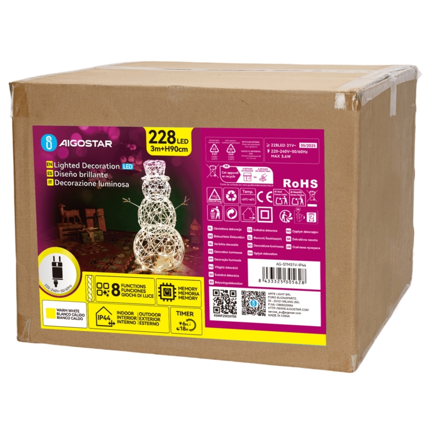 Aigostar - LED buiten kerstdecoratie LED/3,6W/31/230V 2700K 90 cm IP44 sneeuwman