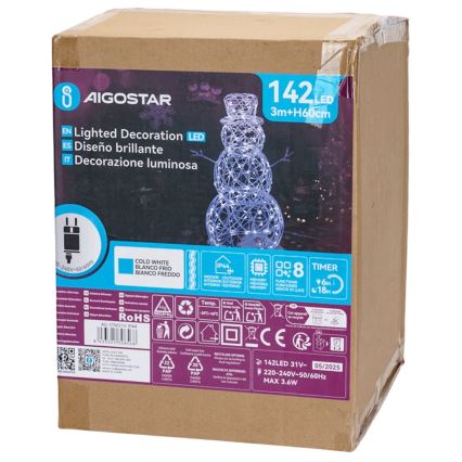 Aigostar - LED buiten kerstdecoratie LED/3,6W/31/230V 6500K 60 cm IP44 sneeuwman