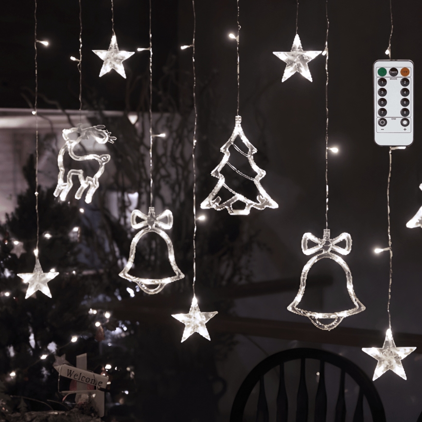 Aigostar - LED buiten kerstlichtsnoer, 120 LED, 8 functies, 3 x 0,6 m, IP44, koud wit, met afstandsbediening