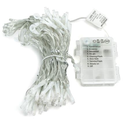 Aigostar - LED buiten kerstlichtsnoer 192xLED/8 functies 3xAA 4,5x1,2m IP44 warm wit