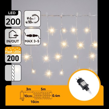 Aigostar - LED buiten kerstlichtsnoer 200xLED 8x0,4m IP44 warm wit