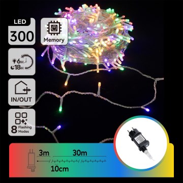 Aigostar - LED buiten kerstlichtsnoer 300xLED/8 functies 33m IP44 meerkleurig