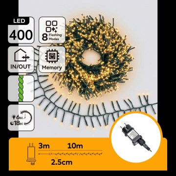 Aigostar - LED buiten kerstlichtsnoer 400xLED/8 functies 13m IP44 warm wit