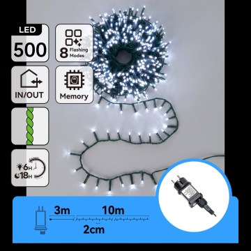 Aigostar - LED buiten kerstlichtsnoer 500xLED/8 functies 13m IP44 koel wit
