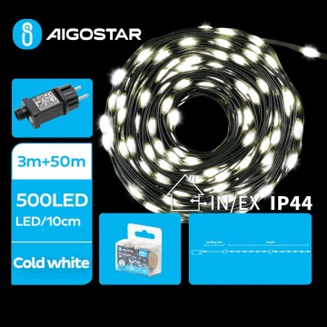 Aigostar - LED buiten kerstlichtsnoer 500xLED/8 functies 53m IP44 koel wit