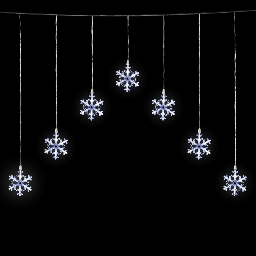 Aigostar - LED buitensnoer voor kerst 84xLED/8 functies 1,2x1m IP44 koel wit sneeuwvlokjes