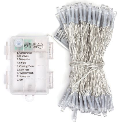 Aigostar - LED buiten kerstlichtsnoer 100xLED/8 functies 3xAA 10,3m IP44 meerkleurig