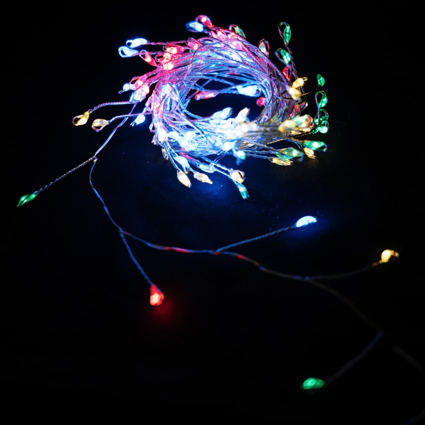 Aigostar - LED buiten kerstsnoer 100xLED/8 functies 3xAA 3,3m IP44 meerkleurig