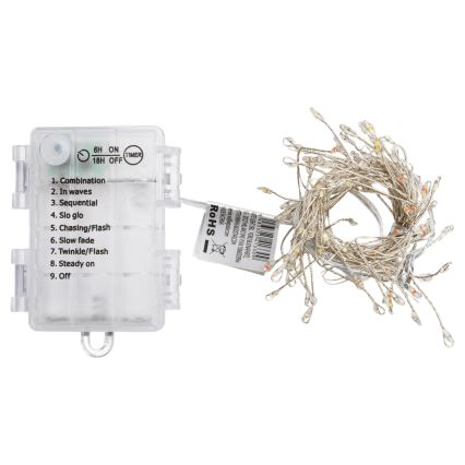 Aigostar - LED buiten kerstsnoer 100xLED/8 functies 3xAA 3,3m IP44 meerkleurig