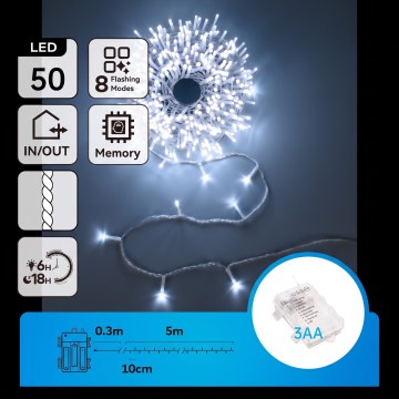 Aigostar - LED buiten kerstsnoer 150xLED/8 functies 3xAA 5,3m IP44 blauw