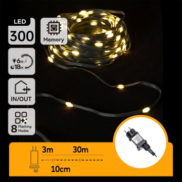 Aigostar - LED buiten kerstsnoer 300xLED/8 functies 33m IP44 warm wit