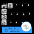 Aigostar - LED buiten kerstsnoer 50x LED / 8 functies 3xAA 5 m IP44 koud wit