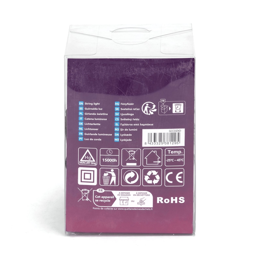 Aigostar - LED buiten kerstsnoer 50xLED/8 functies 8m IP44 koel wit