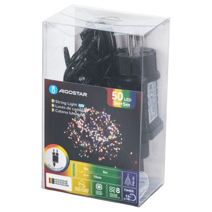 Aigostar - LED buiten kerstsnoer 50xLED/8 functies 8m IP44 meerkleurig