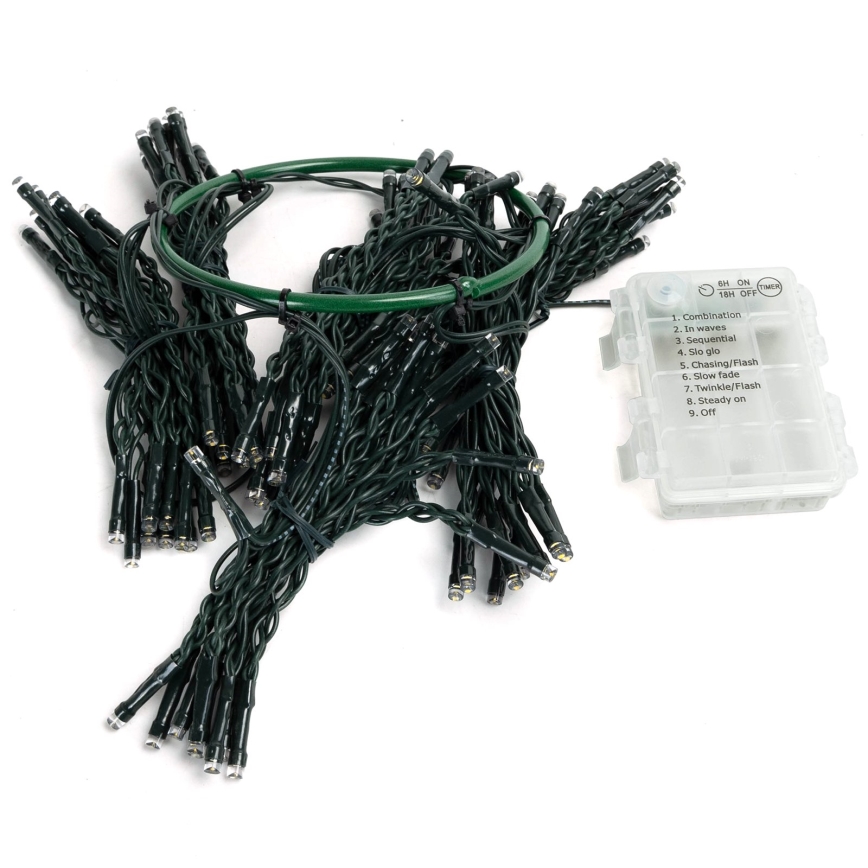 Aigostar - LED buiten kerstsnoer 72xLED/8 functies 3xAA 1,2m IP44 warm wit