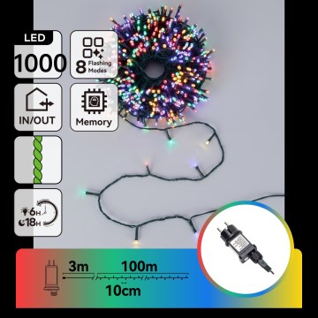 Aigostar - LED buiten kerstverlichting 1000xLED/8 functies 103m IP44 meerkleurig