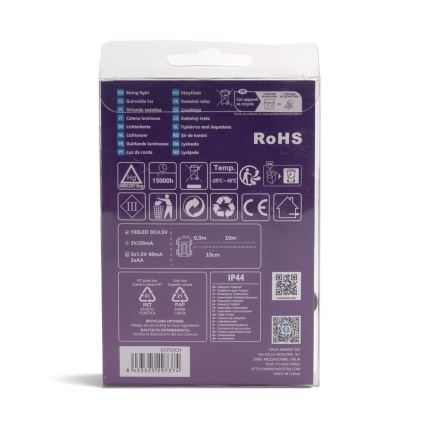 Aigostar-LED Buiten kerstverlichting 100xLED/8 functies 3xAA 10,3m IP44 multicolor