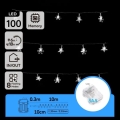 Aigostar - LED buiten kerstverlichting 100xLED/8 functies 3xAA 10 m IP44 koud wit