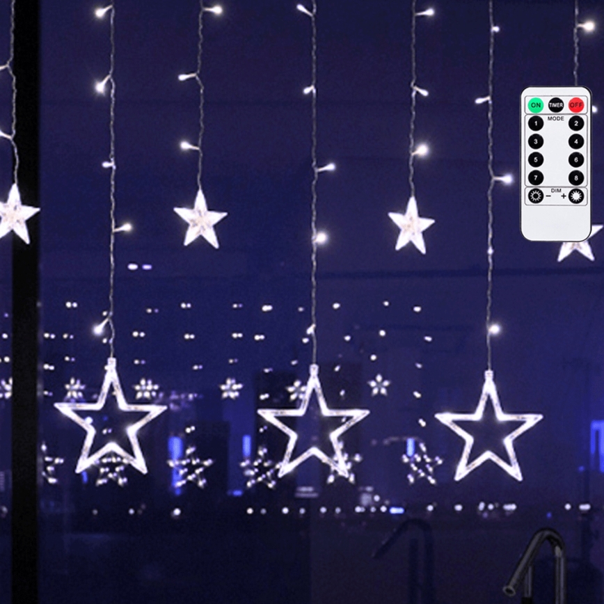 Aigostar - LED buiten kerstlichtsnoer 120xLED/8 functies 3x0,6 m IP44 koud wit + afstandsbediening