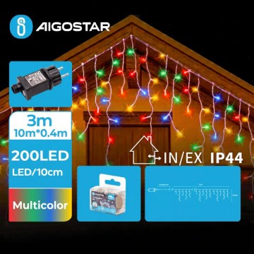 Aigostar - LED buiten kerstverlichting 200xLED/8 functies 13x0,4m IP44 meerkleurig