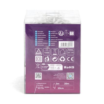 Aigostar - LED buiten kerstverlichting 200xLED/8 functies 23m IP44 koud wit