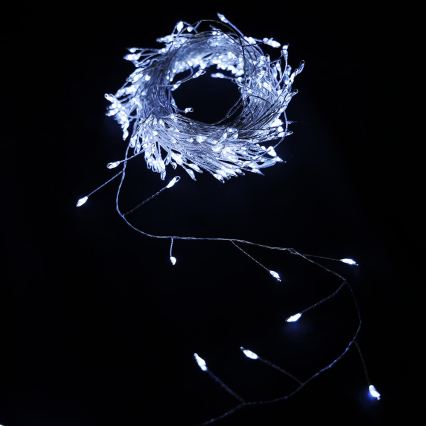 Aigostar - LED buiten kerstlichtsnoer 200xLED/8 functies 3xAA 6,3m IP44 koud wit