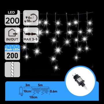 Aigostar - LED buiten kerstverlichting 200xLED 8x0,6m IP44 koud wit