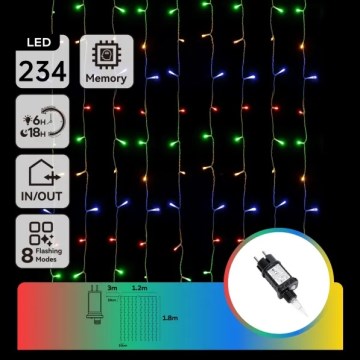 Aigostar - LED buiten kerstverlichting 234xLED/8 functies 1,2x1,8 m IP44 meerkleurig