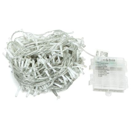 Aigostar - LED buiten kerstsnoer 300xLED/8 functies 4xAA 30m IP44 koud wit
