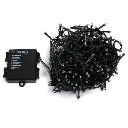 Aigostar - LED buiten kerstverlichting 400xLED/8 functies 4xAA 20,3 m IP44 koud wit