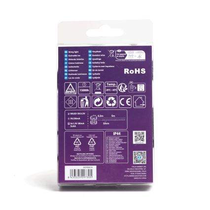 Aigostar - LED buiten kerstverlichting 50xLED/8 functies 3xAA 5,3m IP44 warm wit