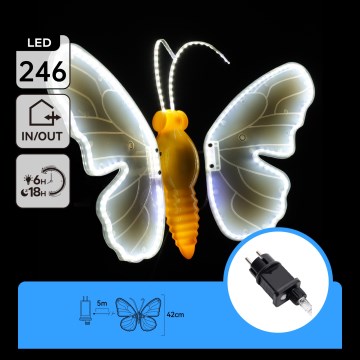 Aigostar - LED buitendecoratie 246xLED/9W/230V 42 cm IP44 vlinder/koel wit