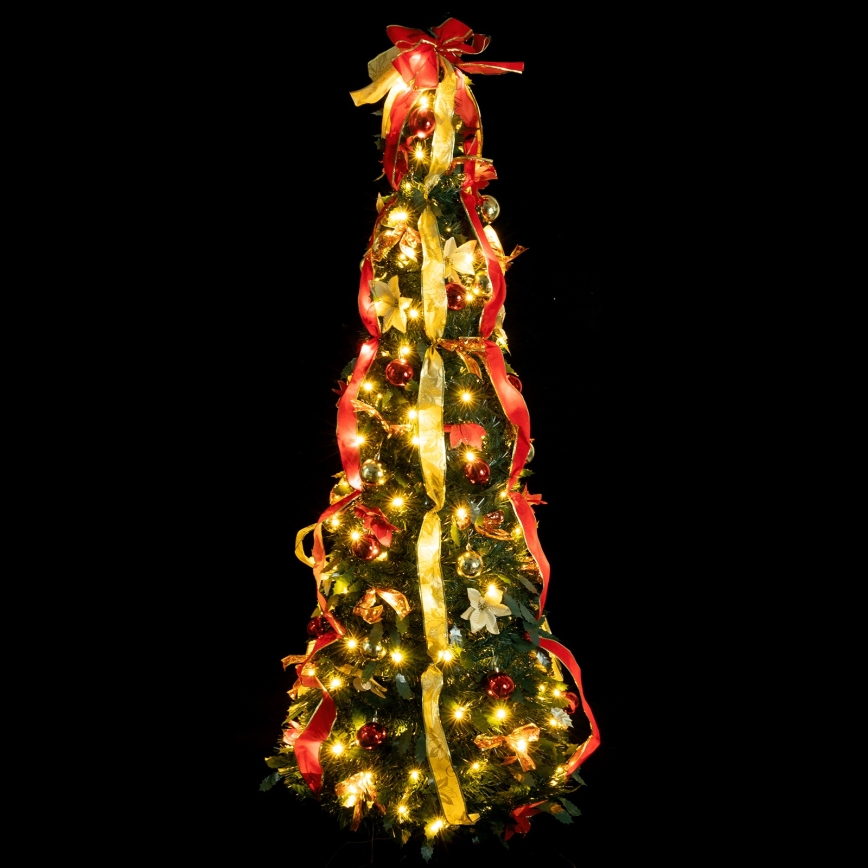Aigostar - LED-buitenkerstboom 150 LED, 1,8 m, IP44, rood/goud, warm wit