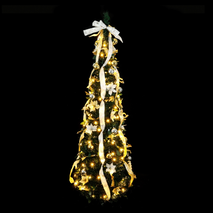 Aigostar - LED buitenkerstboom 80xLED 1,2m IP44 wit/goud warm wit