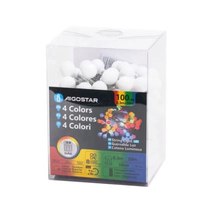 Aigostar - LED lichtsnoer voor buiten 100xLED/3xAA/8 functies 10,3 m IP44 multicolor