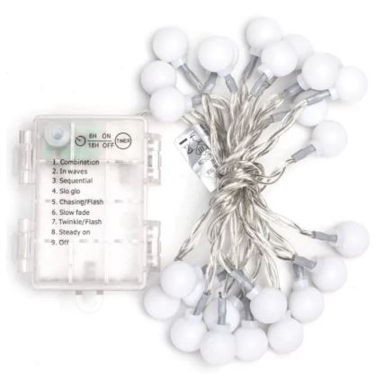 Aigostar-LED Buitenlichtsnoer 25xLED/3xAA/8 functies 2,8 m IP44 warm wit