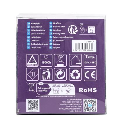 Aigostar-LED Buitenlichtsnoer 300xLED/8 functies 3xAA 15,3m IP44 warm wit