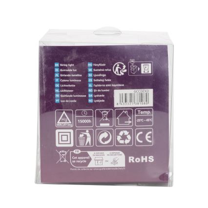 Aigostar - LED buitenlichtsnoer 50x LED / 8 functies / 8 m / IP44 / warm wit