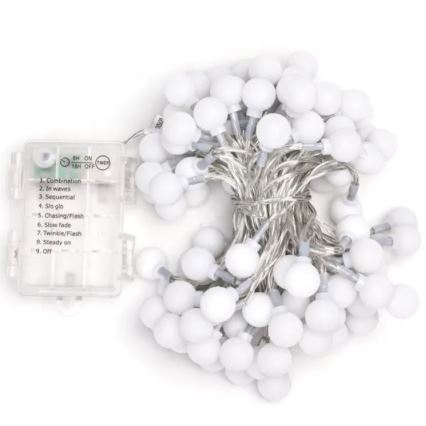 Aigostar - LED-lichtsnoer voor buiten 100xLED/3xAA/8 functies 10,3 m IP44 koud wit