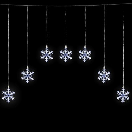 Aigostar - LED buitenlichtsnoer, 84 LED, 8 functies, 1,2 x 1 m, IP44, koel wit, sneeuwvlokken