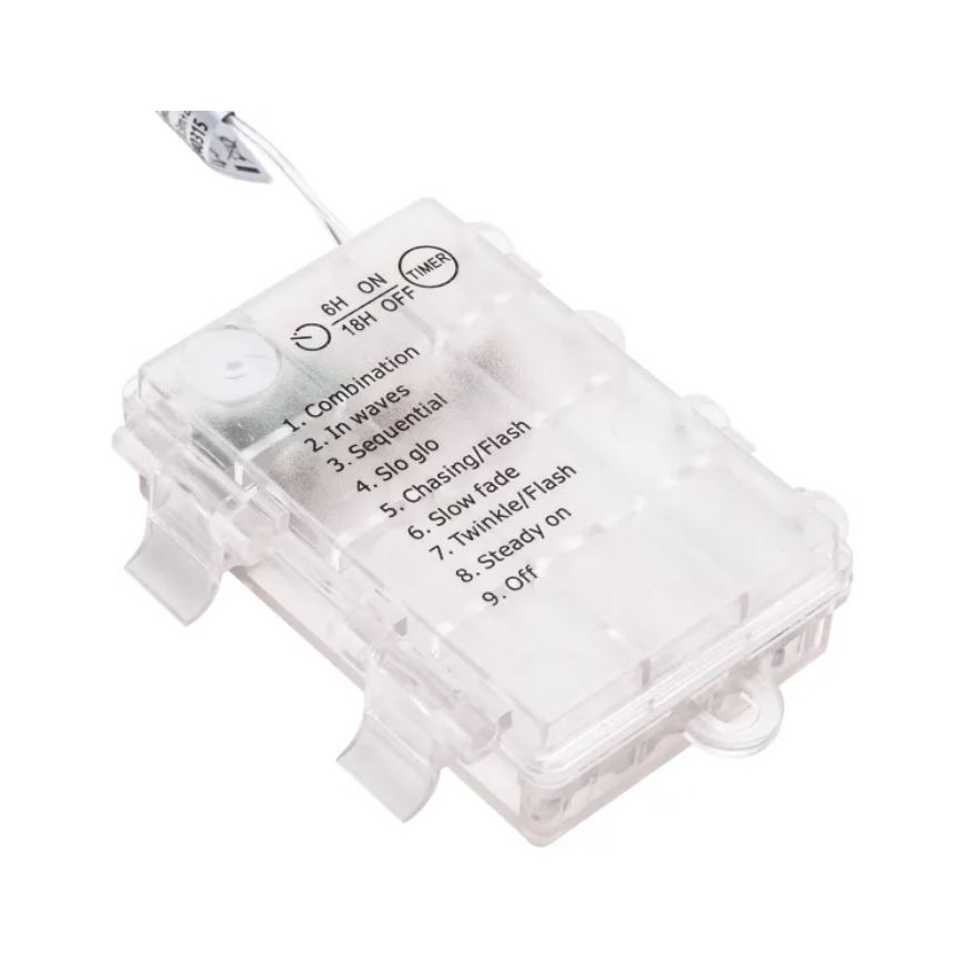 Aigostar - LED buitenlichtsnoer 25xLED/3xAA/8 functies 2,8 m IP44 koel wit
