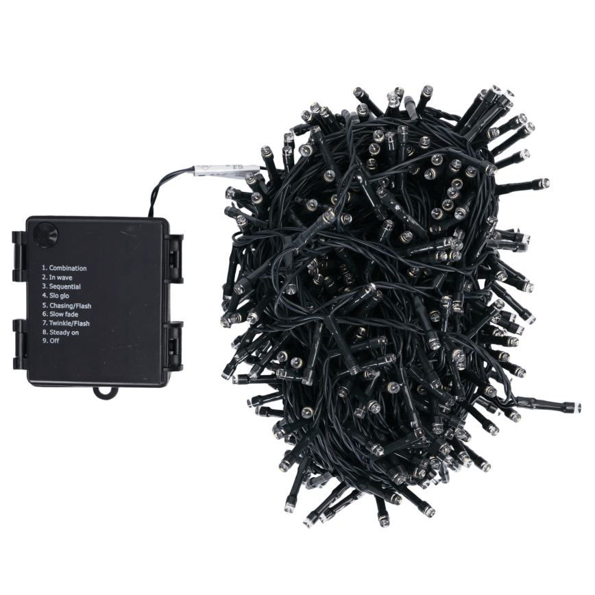 Aigostar - LED buiten kerstlichtsnoer 500xLED/8 functies 4xAA 25,3 m IP44 warm wit