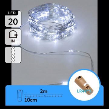 Aigostar - LED decoratief lichtsnoer met kurk voor in een fles 20xLED/3xLR44 2m koud wit