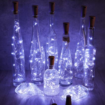 Aigostar - LED decoratief lichtsnoer met kurk voor in een fles 20xLED/3xLR44 2m koud wit