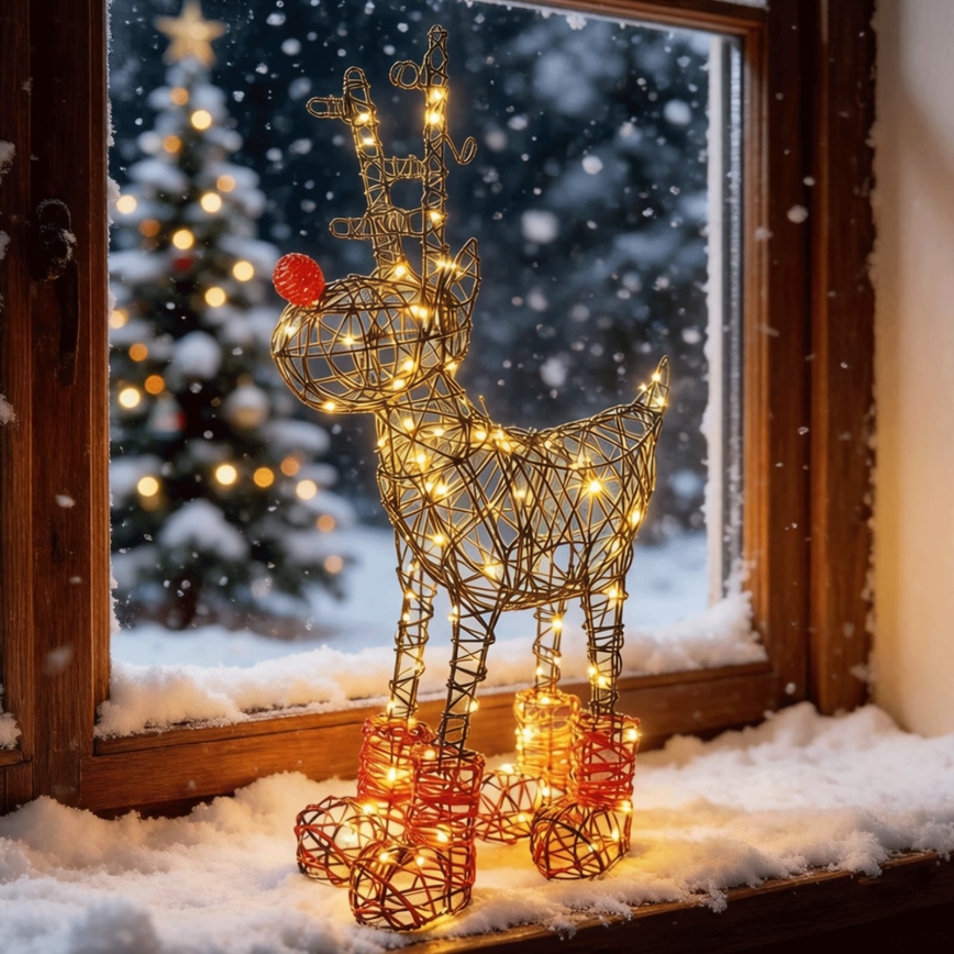 Aigostar - LED Décoration de Noël extérieure 140xLED/8 fonctions 0,6m IP44 blanc chaud renne