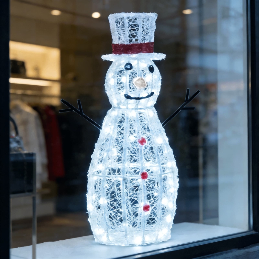 Aigostar - LED Décoration de Noël extérieure 180xLED/8 fonctions 0,9m IP44 blanc froid bonhomme de neige