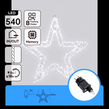 Aigostar - LED Décoration de Noël extérieure 540xLED/6W/230V 43 cm IP44 flocon blanc froid