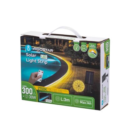 Aigostar - LED Dimbaar zonne- strip LED/1,6W/3,2V 3 m 2700K IP65 + afstandsbediening