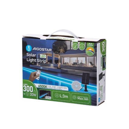 Aigostar - LED Dimbaar zonne- strip LED/1,6W/3,2V 3 m 6500K IP65 + afstandsbediening